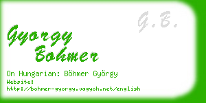 gyorgy bohmer business card