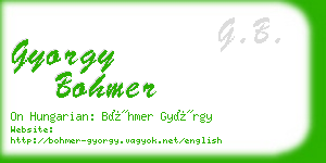 gyorgy bohmer business card